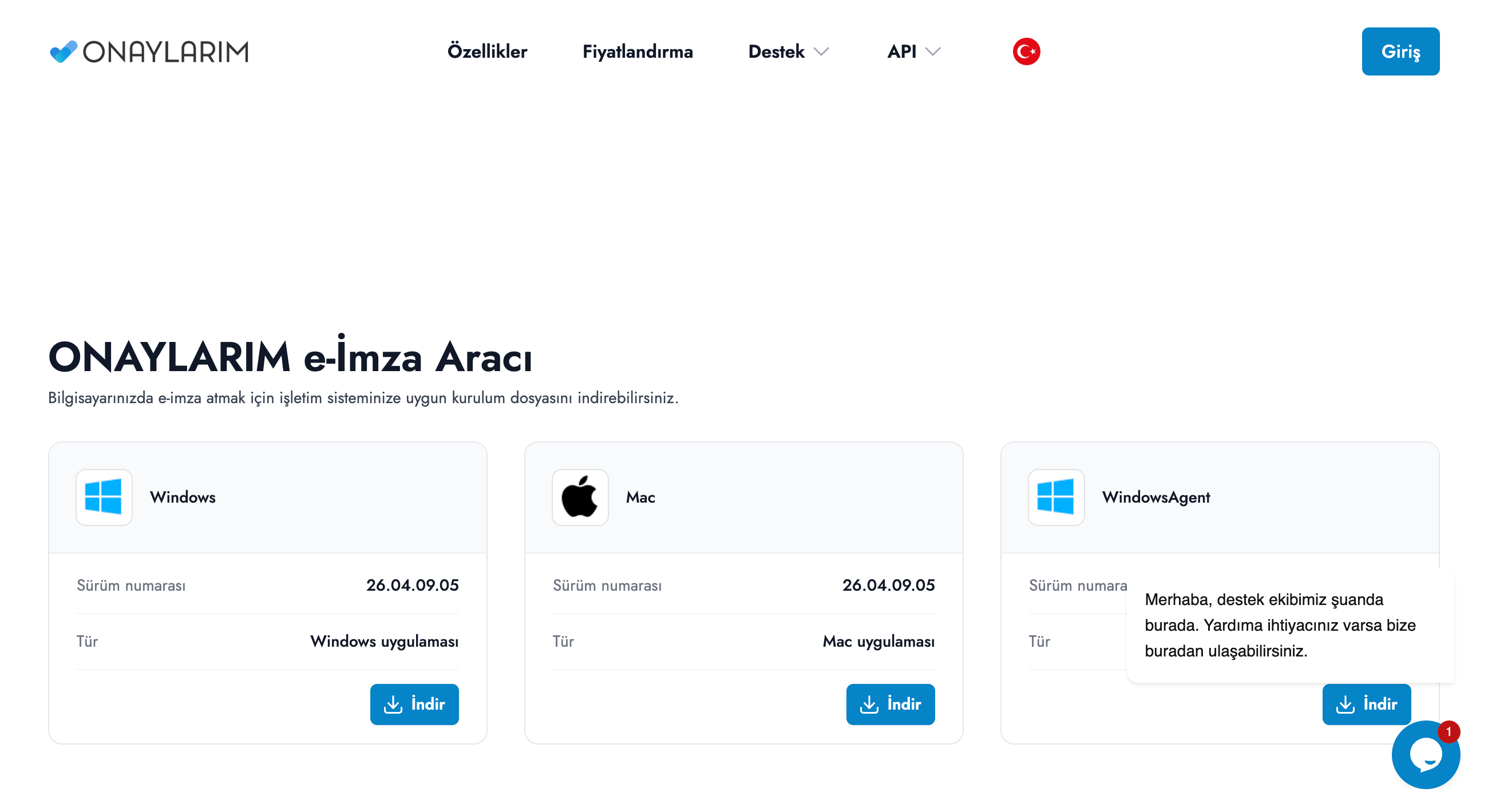 ONAYLARIM e-imza aracı indirme